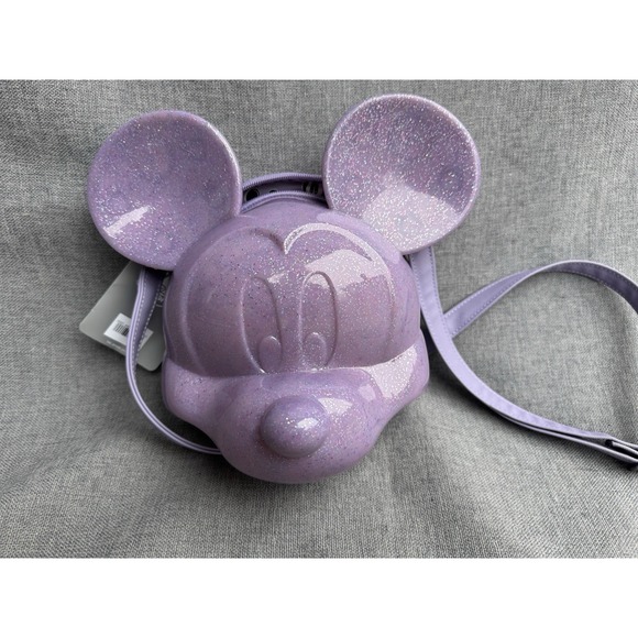 Disney Handbags - Disney Mickey Mouse Glitter Lavender Crossbody Bag Purse Bag New With Tags